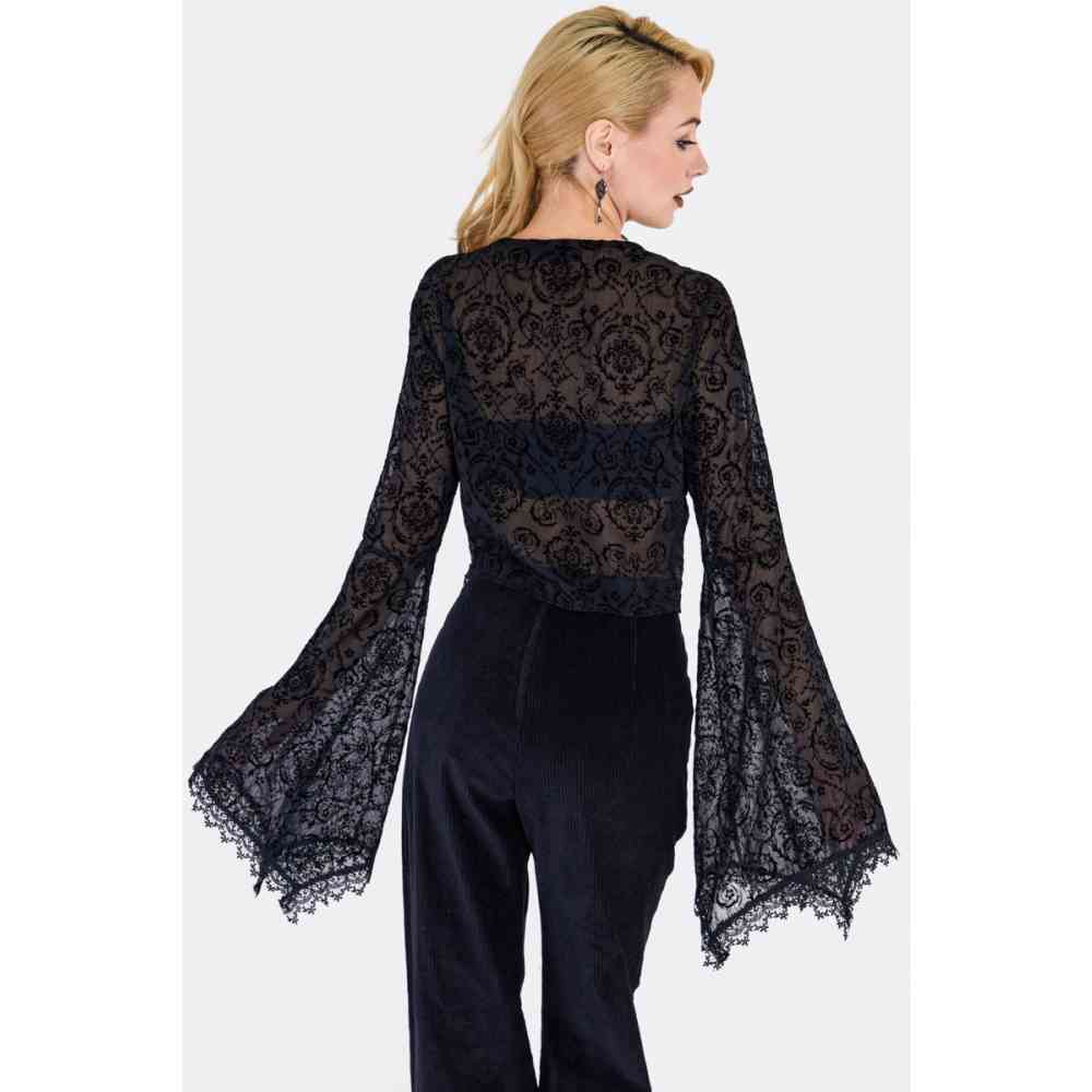 Jawbreaker - Witchy Black Lace Bell Sleeve Longsleeve top - Black